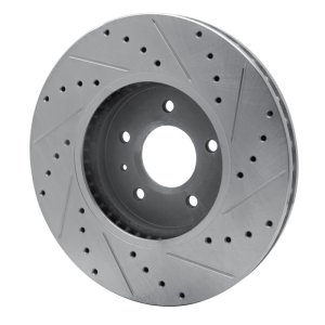 Cadillac STS Brake Rotor (1) - Front Left - R1 Concepts - Drilled & Slotted - Silver - `09-`11